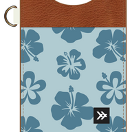 Hawaiian Floral Blue Vertical Leather Wallet