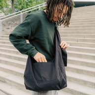 Large Slouchy Shoulder Bag - Black - Thread®