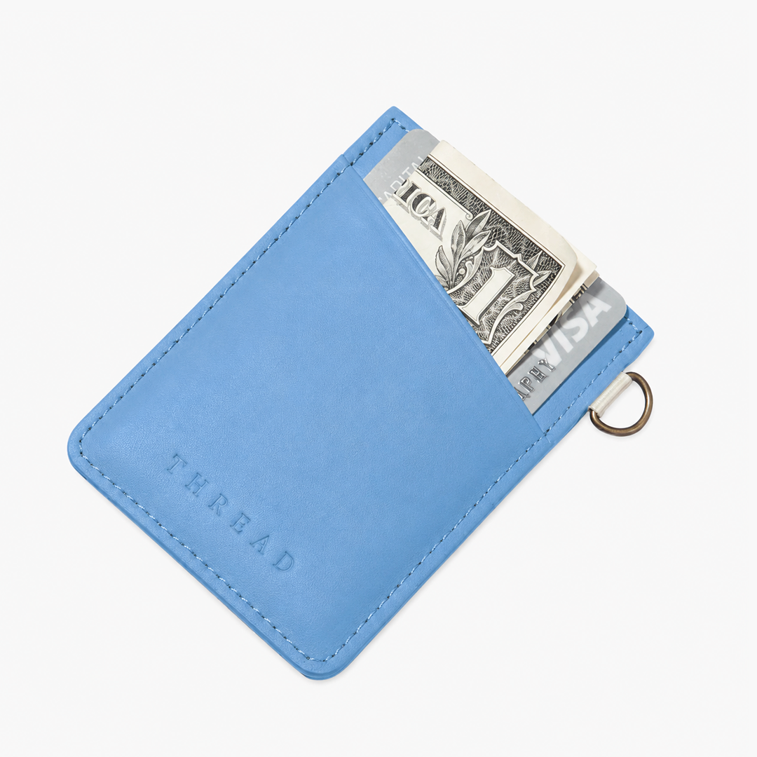 Vertical Leather Wallet - Cornflower - Thread¨